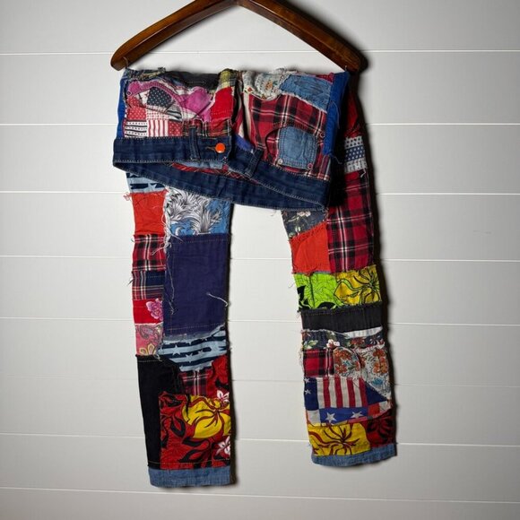 RARE BiePa Jeans 1971 Patchwork Distressed Jeans Size 32 - Picture 9 of 12